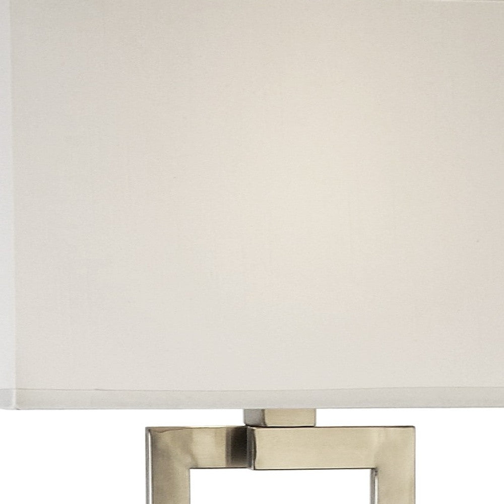 61" Nickel Traditional Shaped Floor Lamp With White Rectangular Shade-Floor Lamps-DECOROLALA