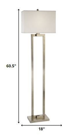 61" Nickel Traditional Shaped Floor Lamp With White Rectangular Shade-Floor Lamps-DECOROLALA