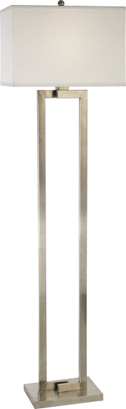 61" Nickel Traditional Shaped Floor Lamp With White Rectangular Shade-Floor Lamps-DECOROLALA