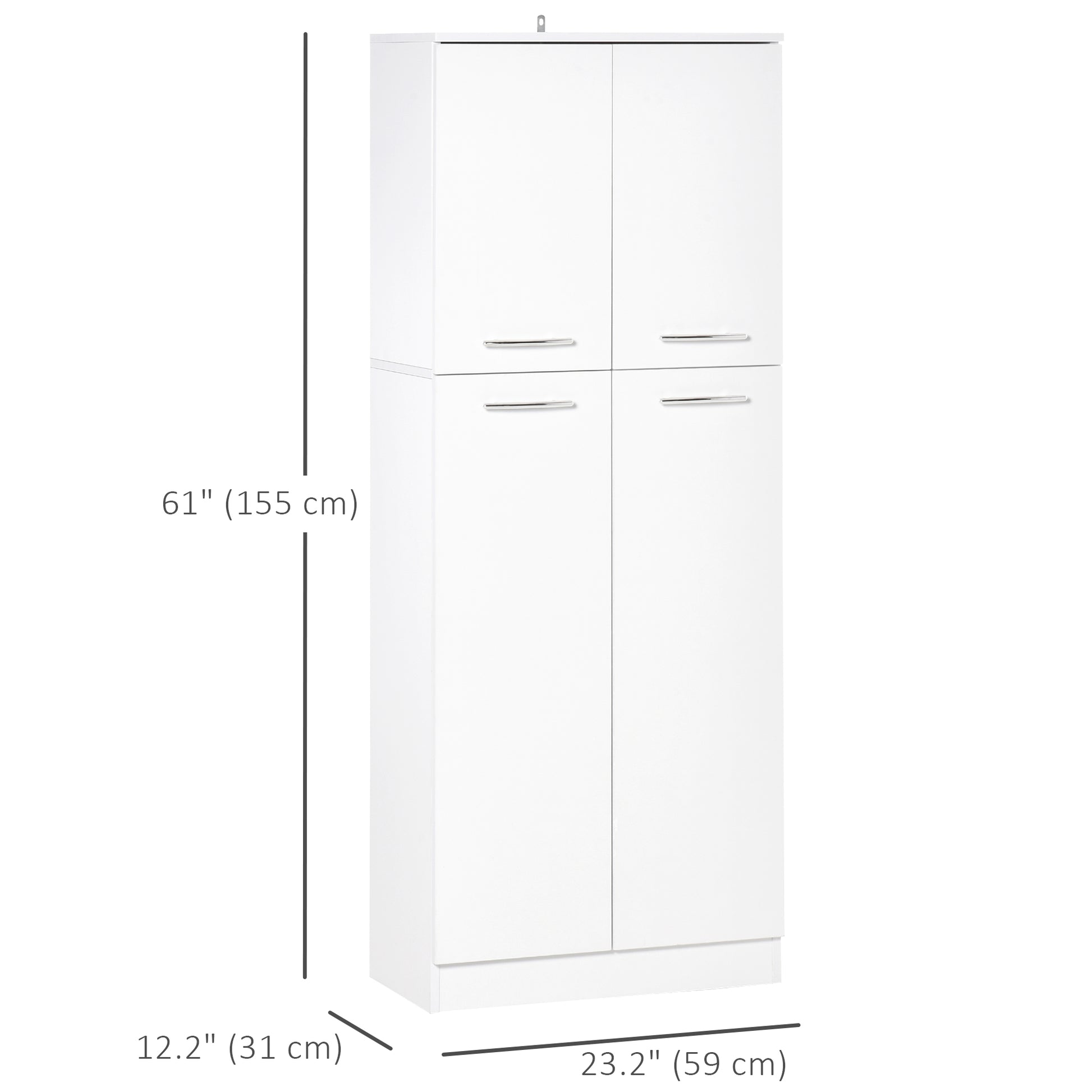 61" Pantry Cabinet - White Freestanding Storage with 2 Doors-Home Furnishings > Storage & Organization > Kitchen Pantry Cabinets-DECOROLALA