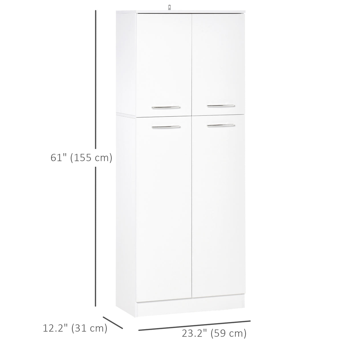 61" Pantry Cabinet - White Freestanding Storage with 2 Doors-Pantry Cabinets-DECOROLALA