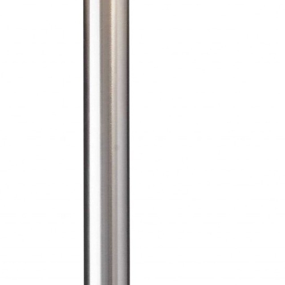 61" Silver Two Light Floor Lamp With White Fabric Drum Shade-Floor Lamps-DECOROLALA