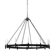 Black Candle Style Twelve Light Glass Dimmable Chandelier-0