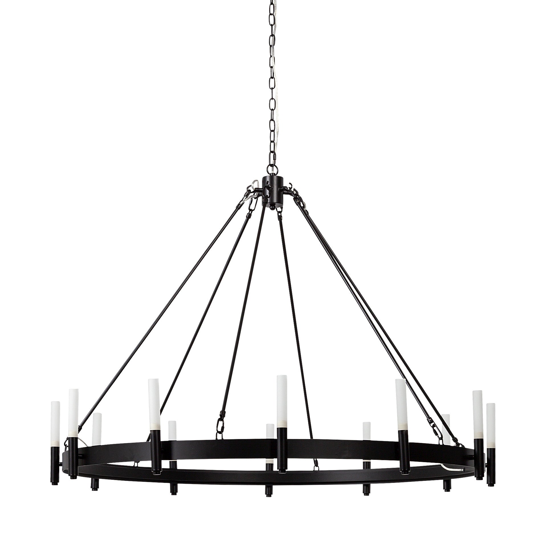 Black Candle Style Twelve Light Glass Dimmable Chandelier-0