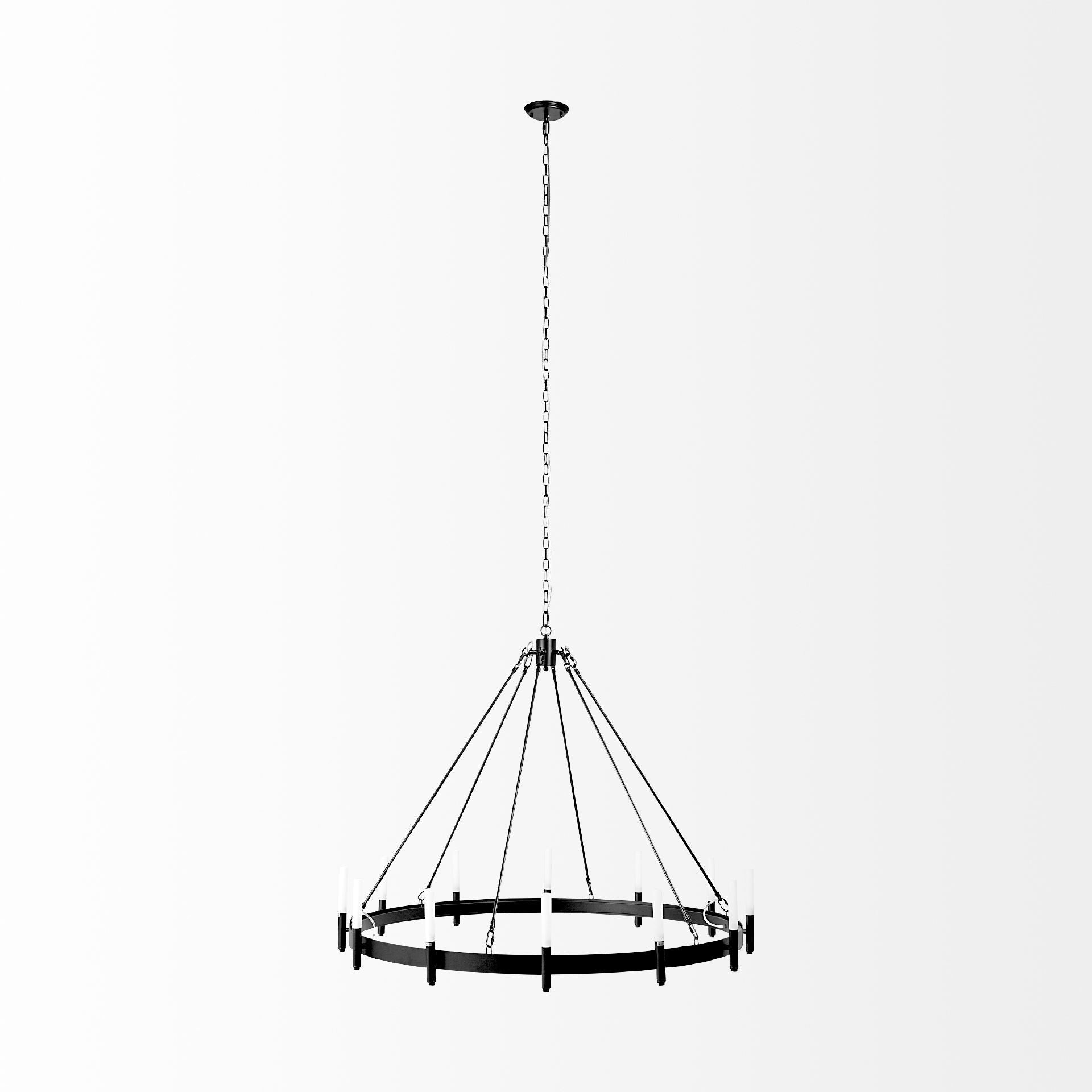 Black Candle Style Twelve Light Glass Dimmable Chandelier-1