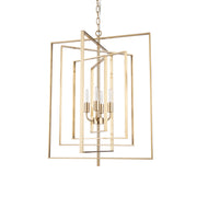 Antiqued Gold Geometric Four Light Metal Dimmable Chandelier-Chandeliers-DECOROLALA