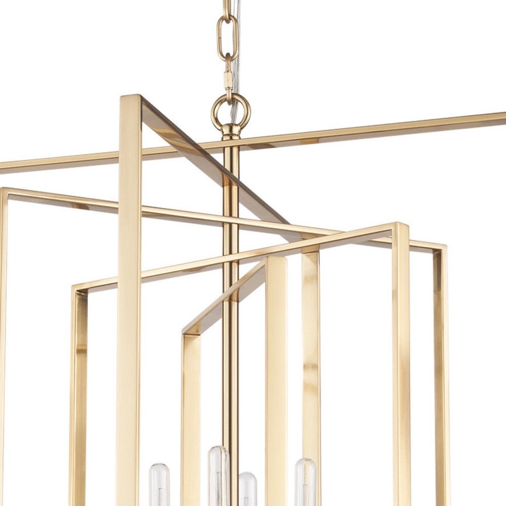 Antiqued Gold Geometric Four Light Metal Dimmable Chandelier-Chandeliers-DECOROLALA
