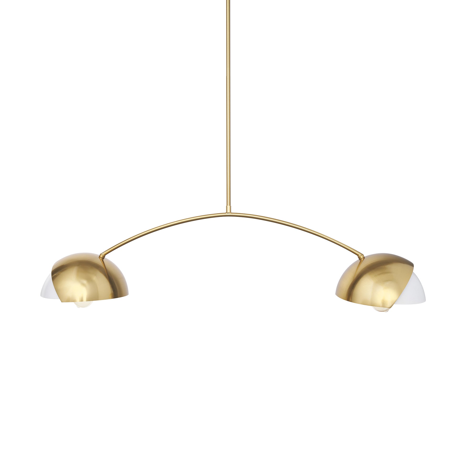 Brass Two Light Metal Dimmable Chandelier With White Shades-Chandeliers-DECOROLALA