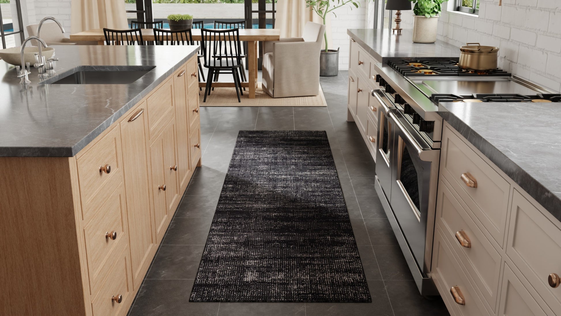 8' Black And Gray Runner Rug-7