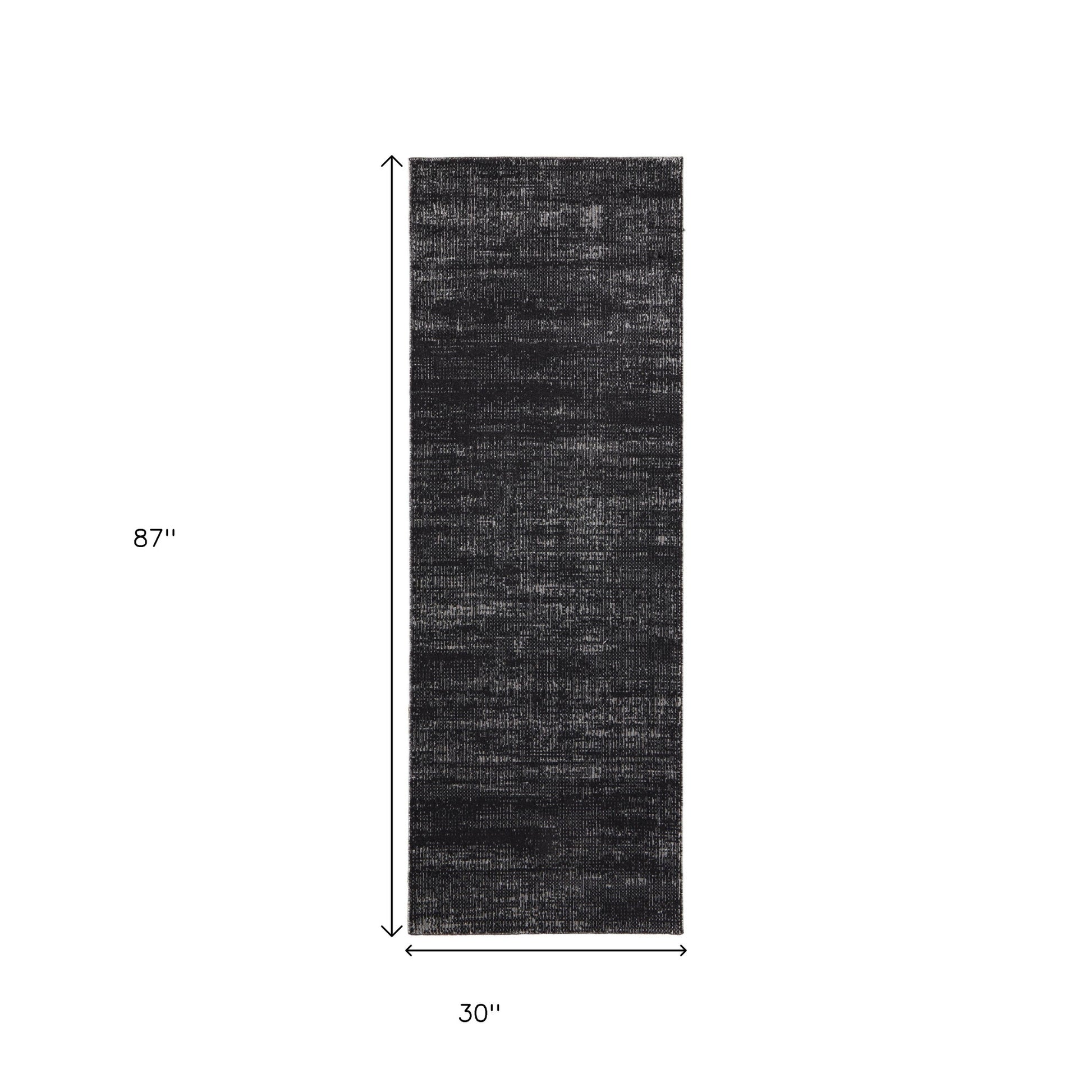 8' Black And Gray Runner Rug-2