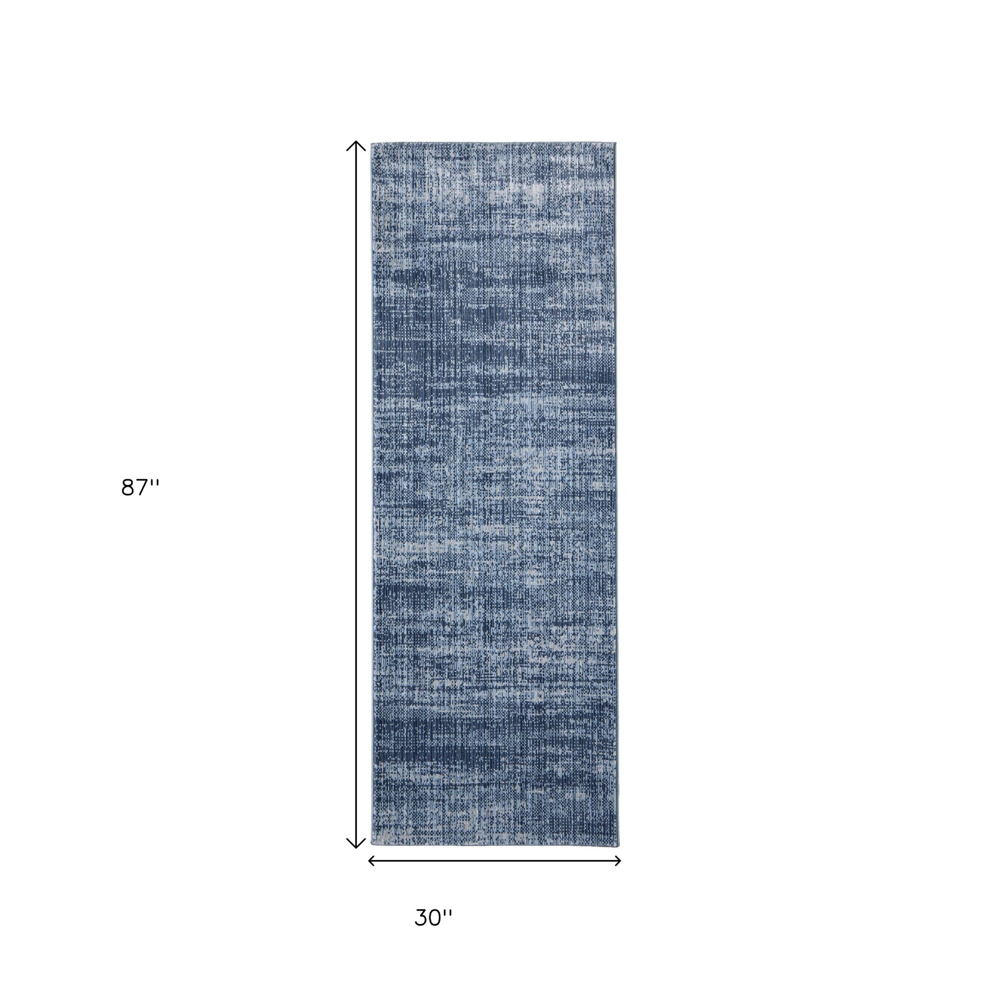 8' Blue And Gray Runner Rug-2