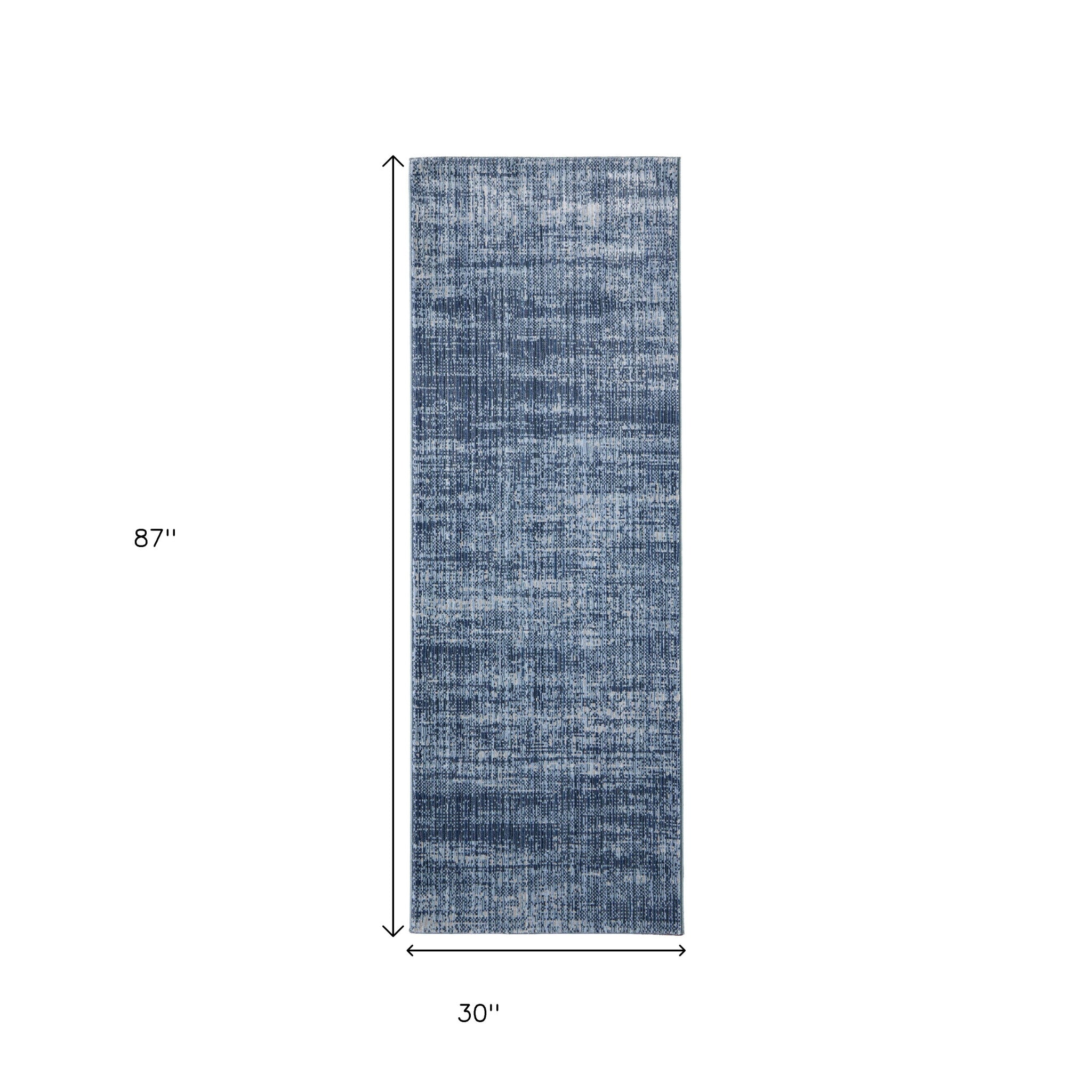 8' Blue And Gray Runner Rug-2