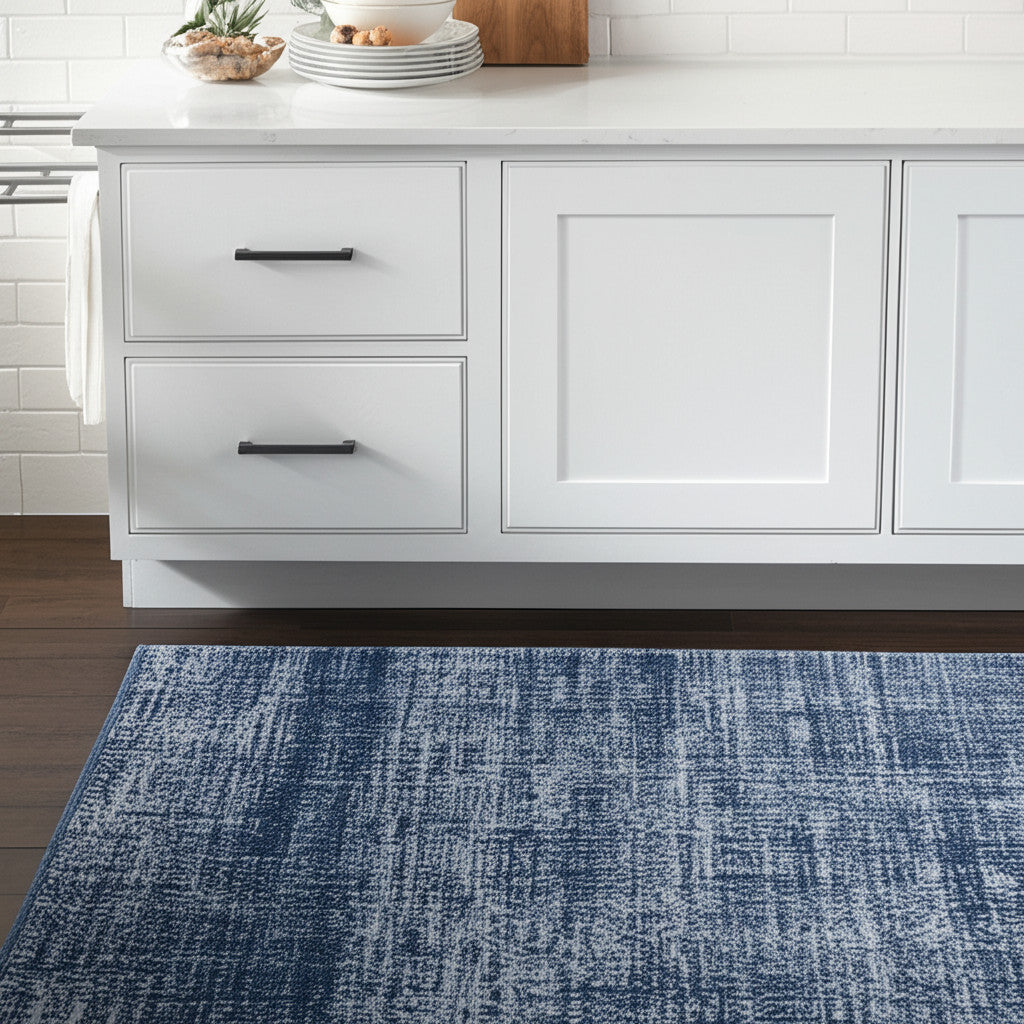 8' Blue And Gray Runner Rug-0