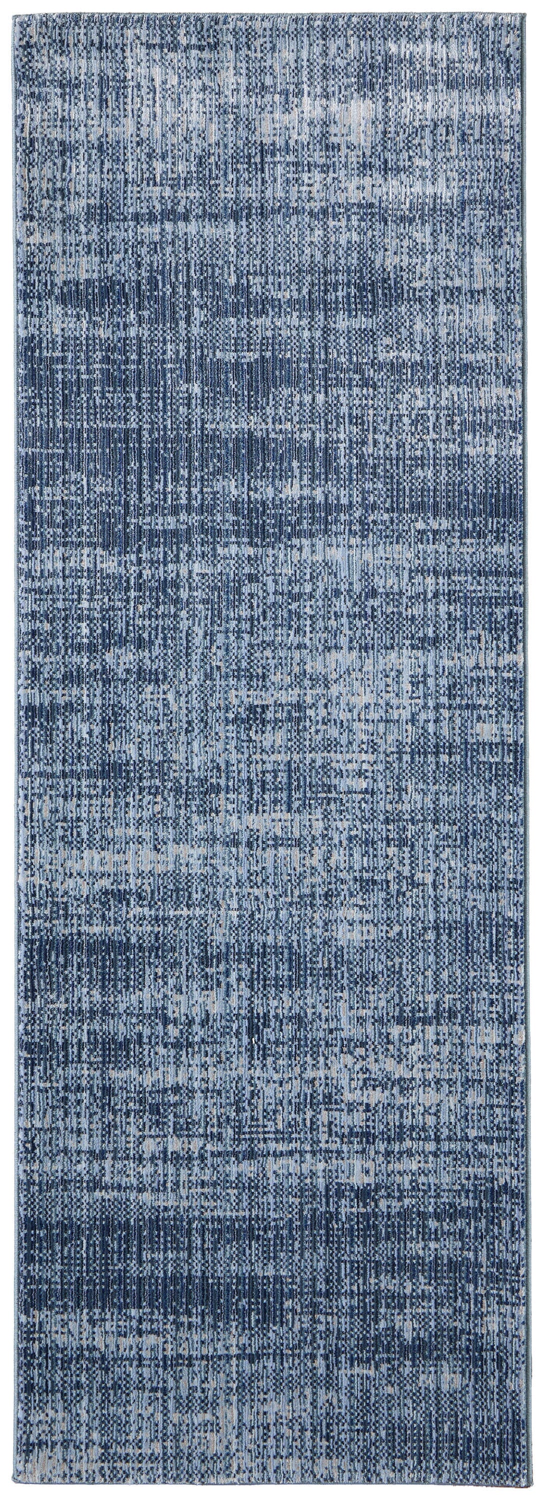 8' Blue And Gray Runner Rug-1
