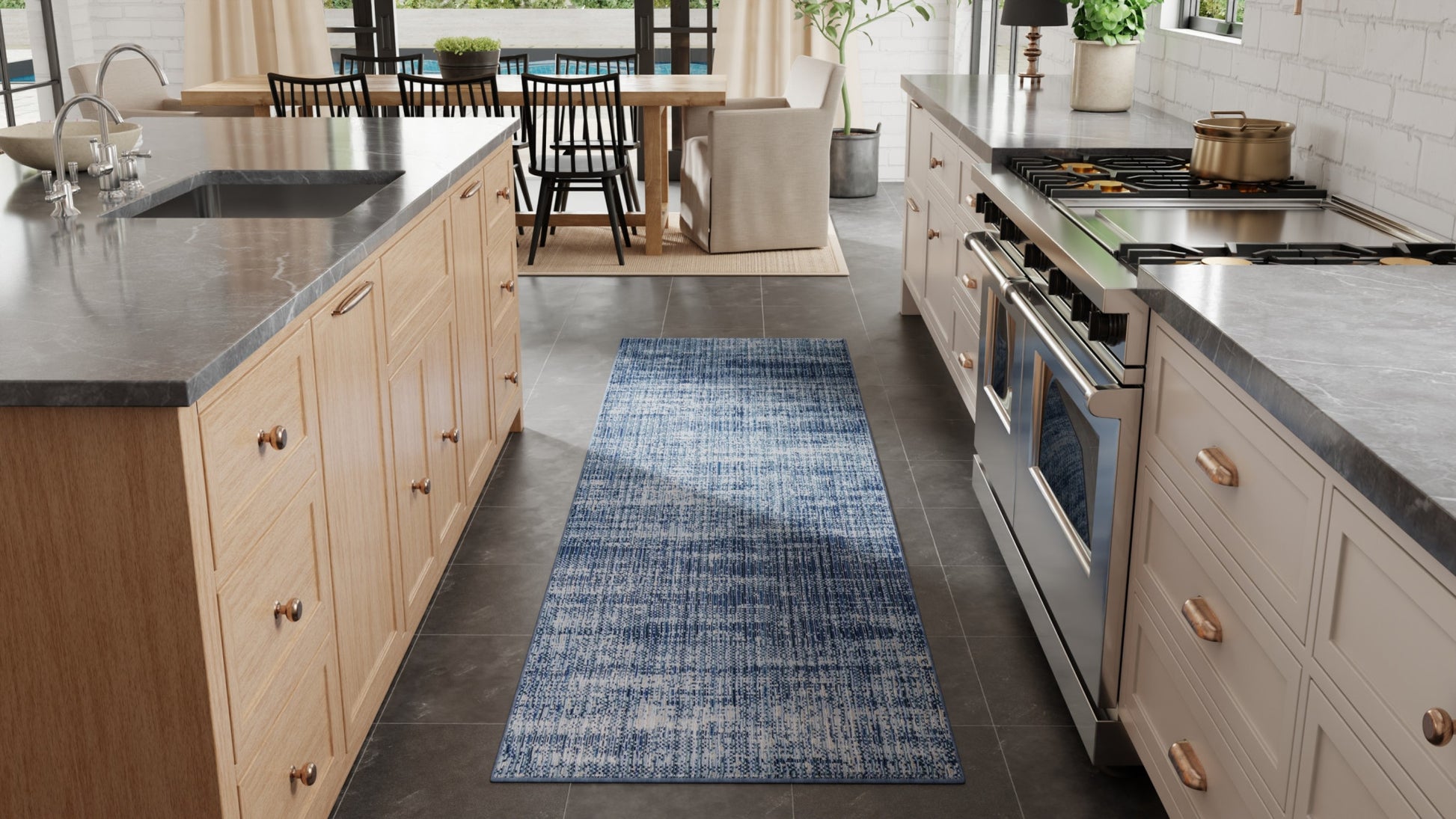 8' Blue And Gray Runner Rug-7