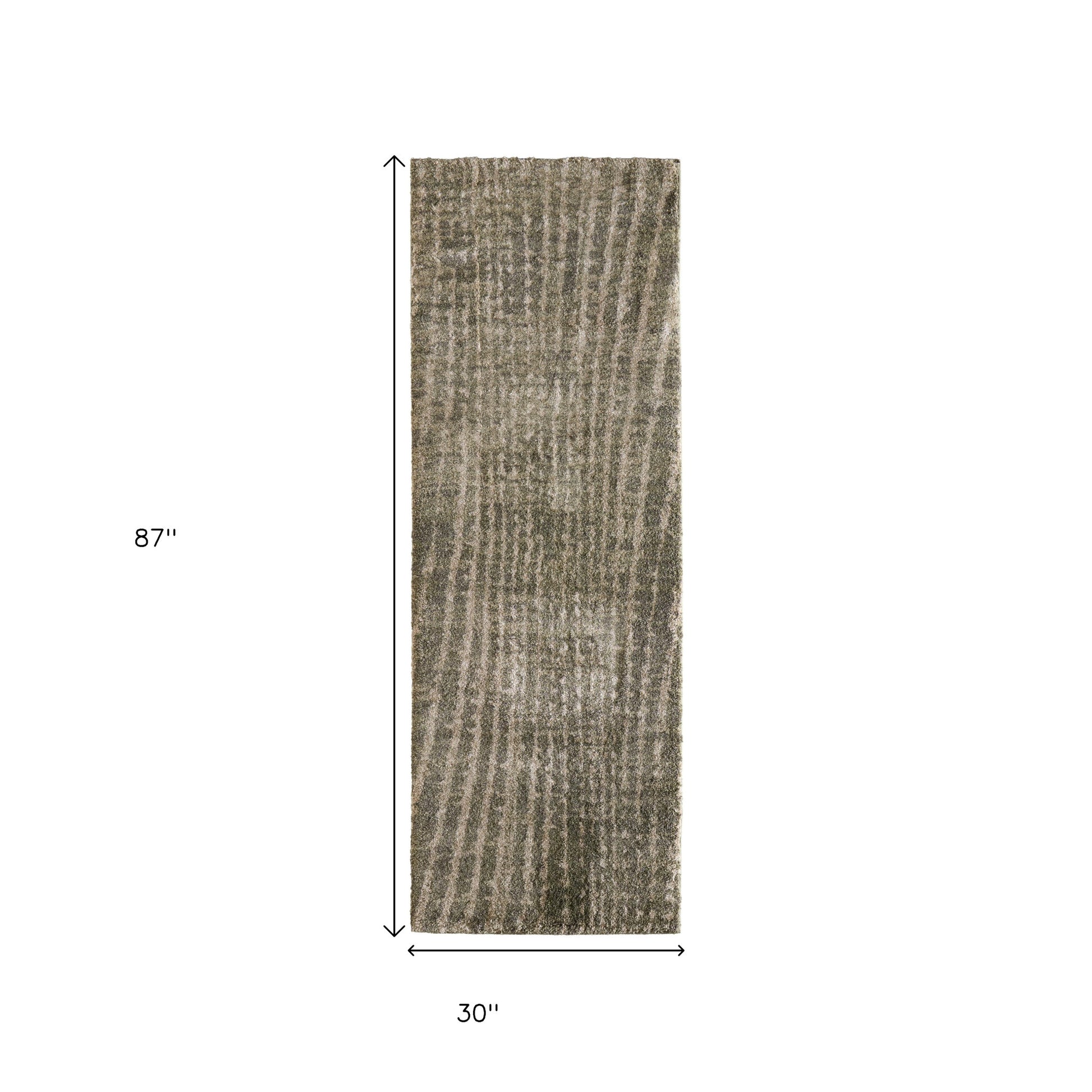 8' Green And Tan Abstract Runner Rug-2
