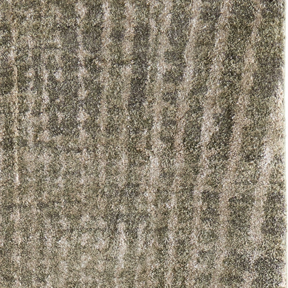8' Green And Tan Abstract Runner Rug-4