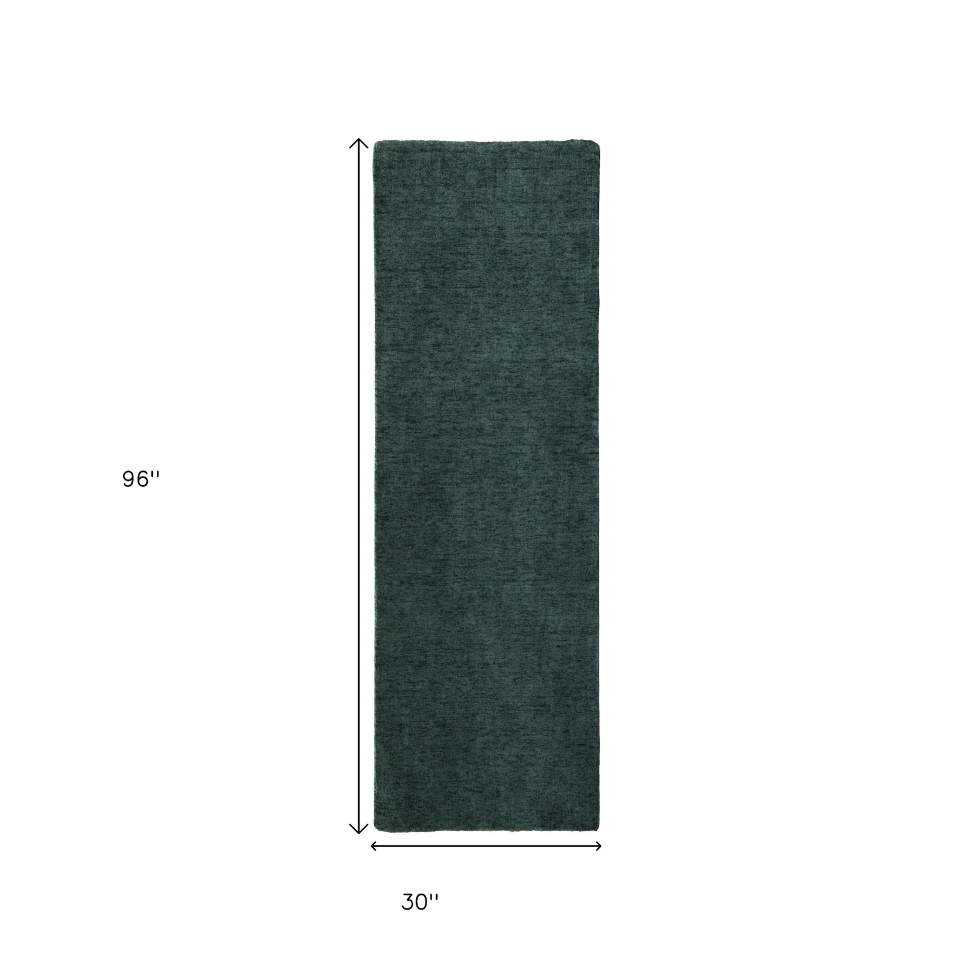 8' Green Hand Woven Runner Rug-2