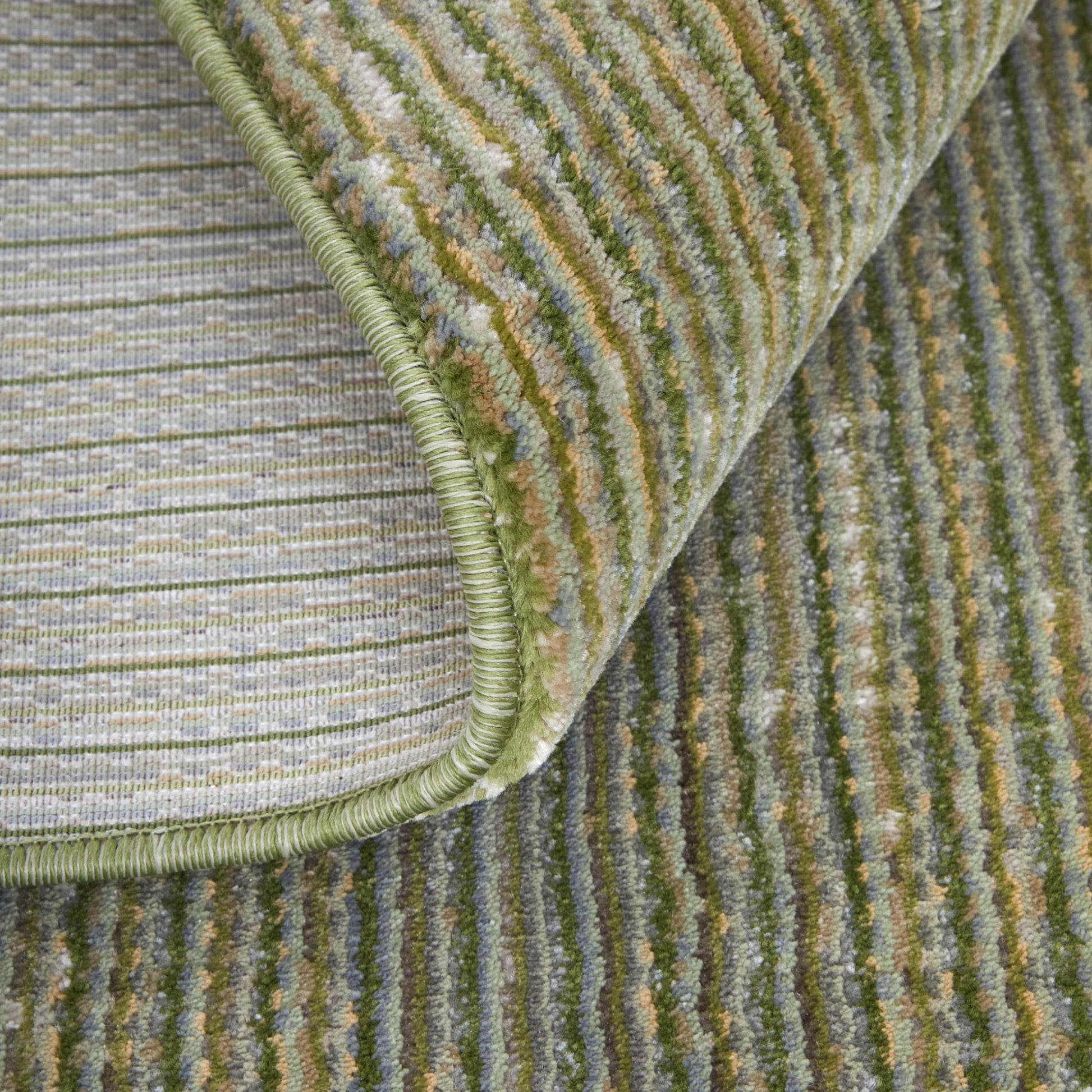 8' Green And Tan Runner Rug-6