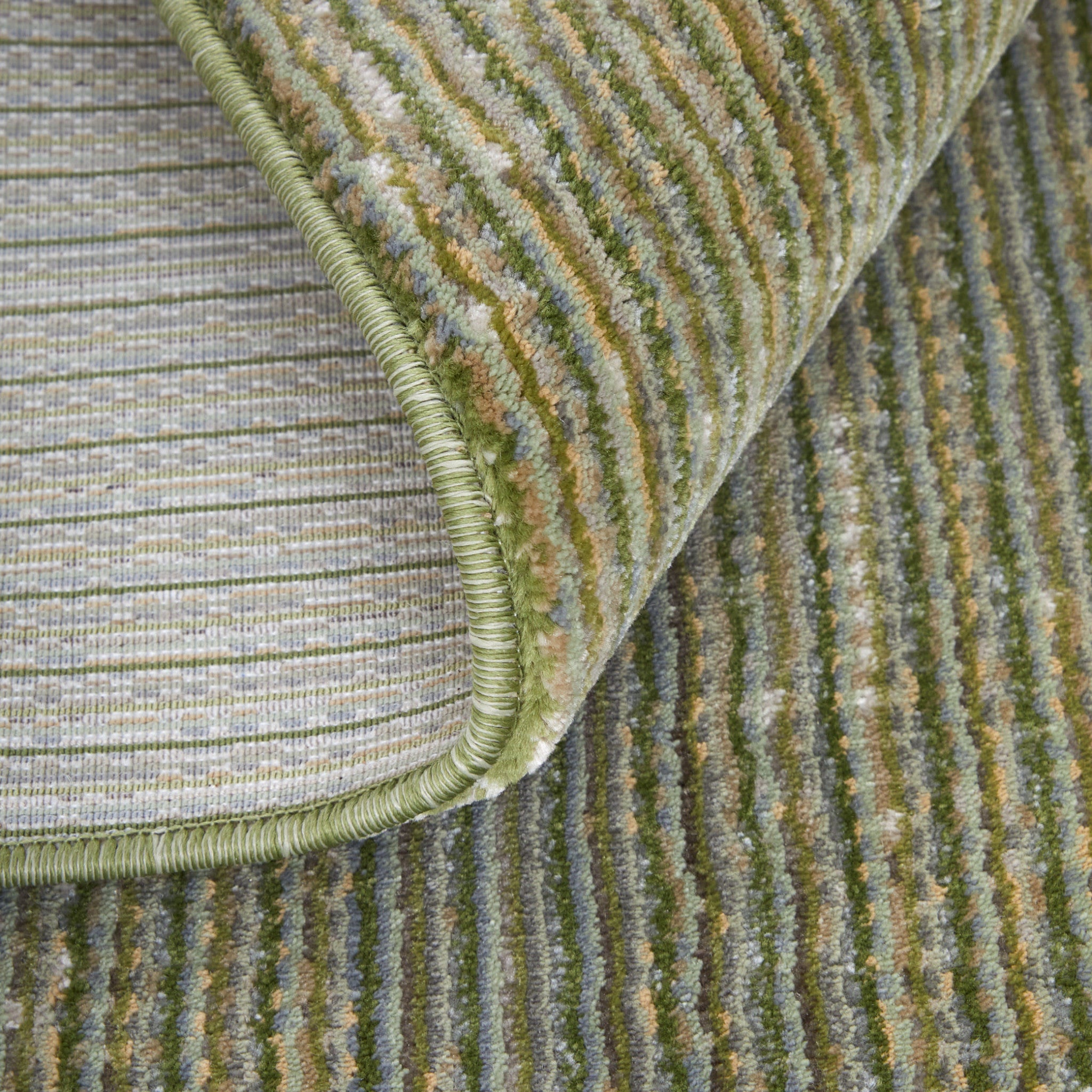 8' Green And Tan Runner Rug-6