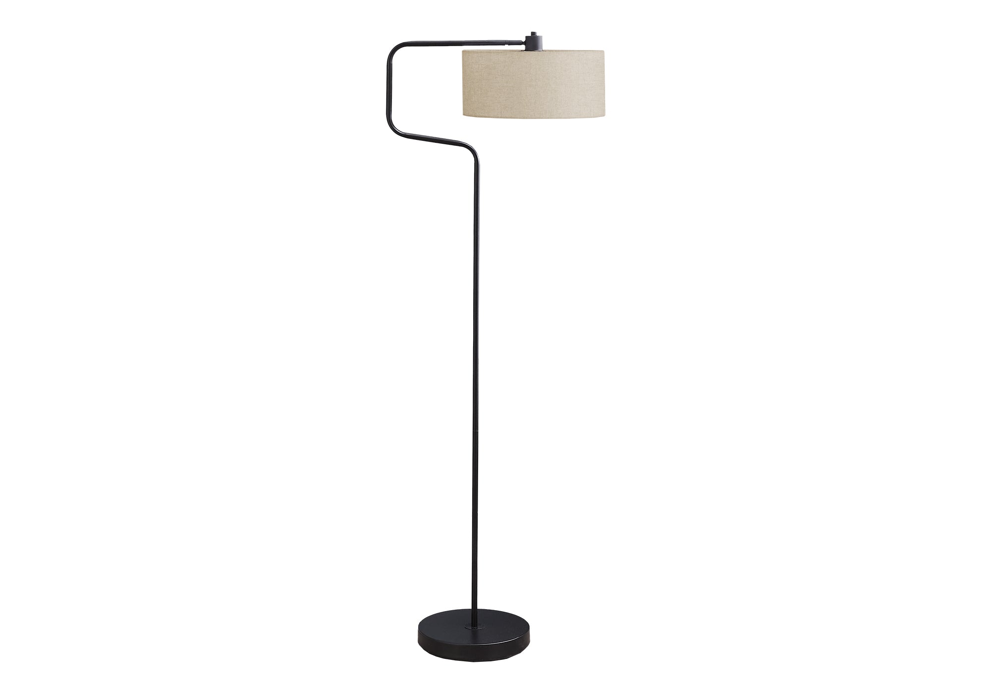 61"H Floor Lamp Black Metal Beige Shade-Lighting-DECOROLALA