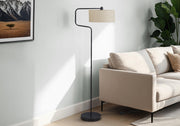 61"H Floor Lamp Black Metal Beige Shade-Lighting-DECOROLALA
