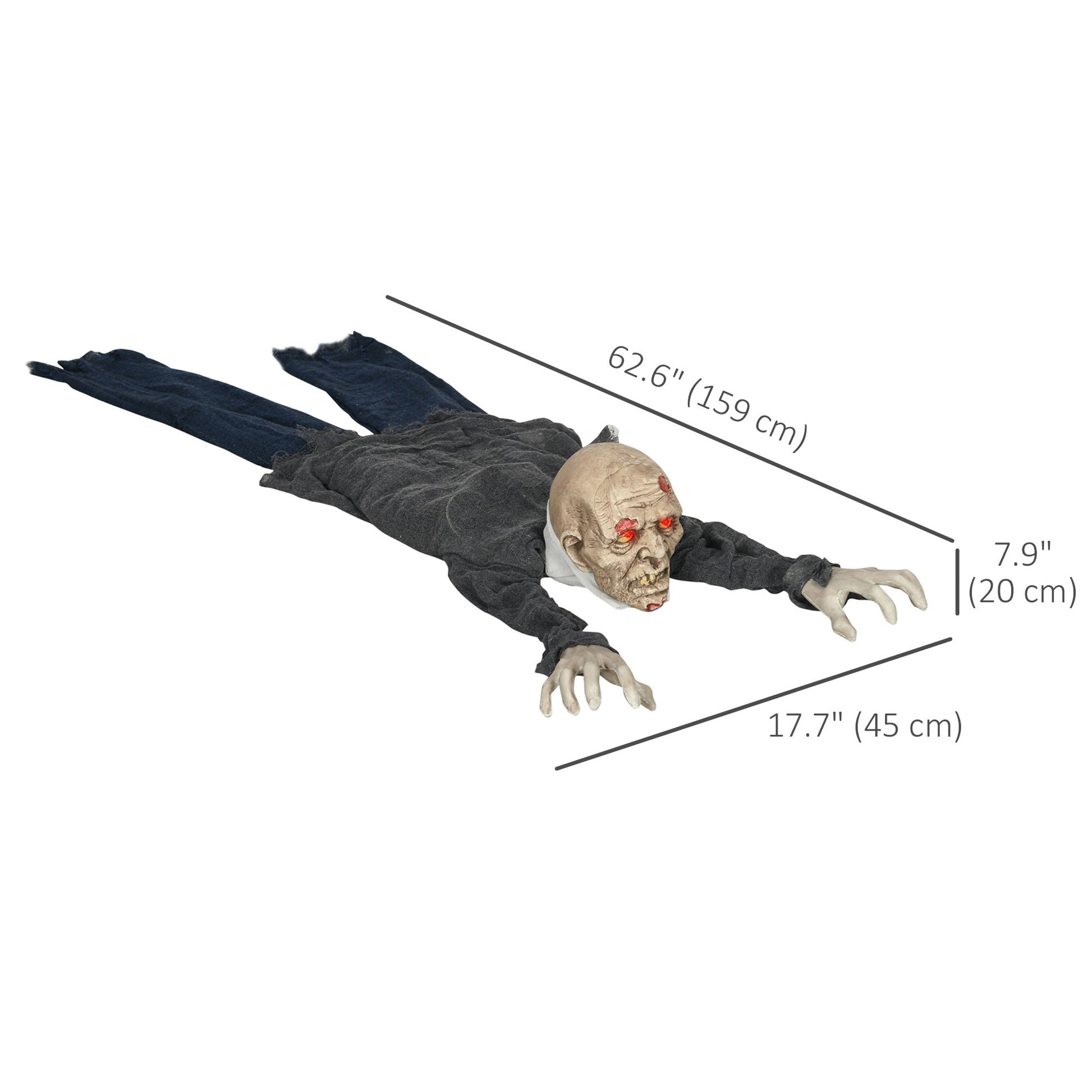 62" Animated Crawling Zombie Halloween Decoration-Home Furnishings > Holiday & Seasonal > Halloween Decorations-DECOROLALA