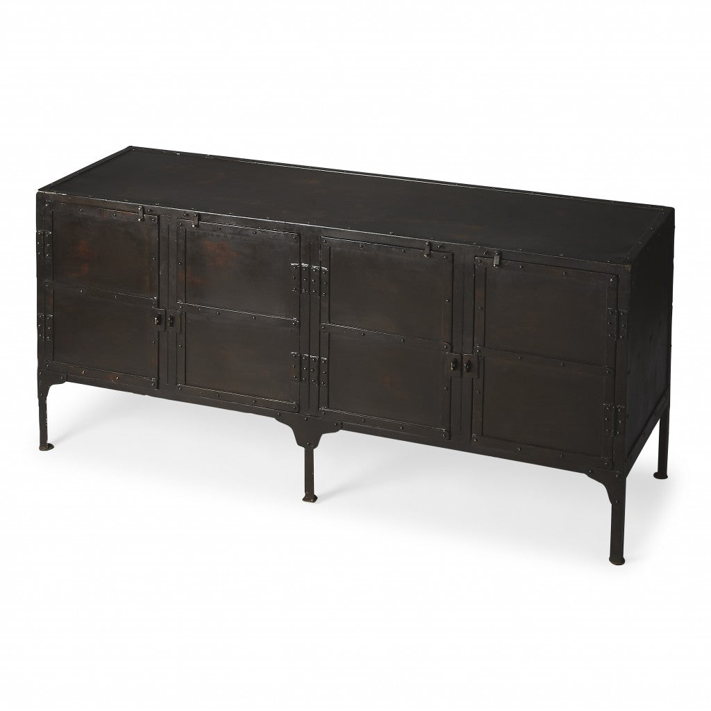 62" Black Iron Sideboard Console Cabinet-Sideboards-DECOROLALA
