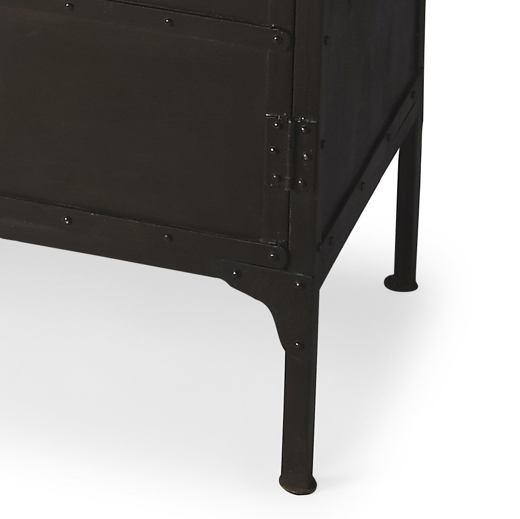 62" Black Iron Sideboard Console Cabinet-Sideboards-DECOROLALA