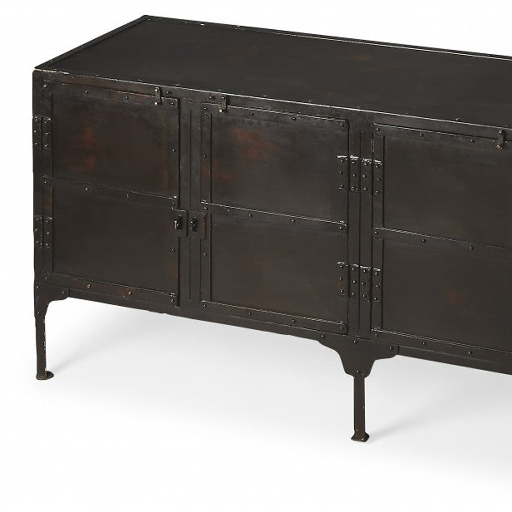 62" Black Iron Sideboard Console Cabinet-Sideboards-DECOROLALA