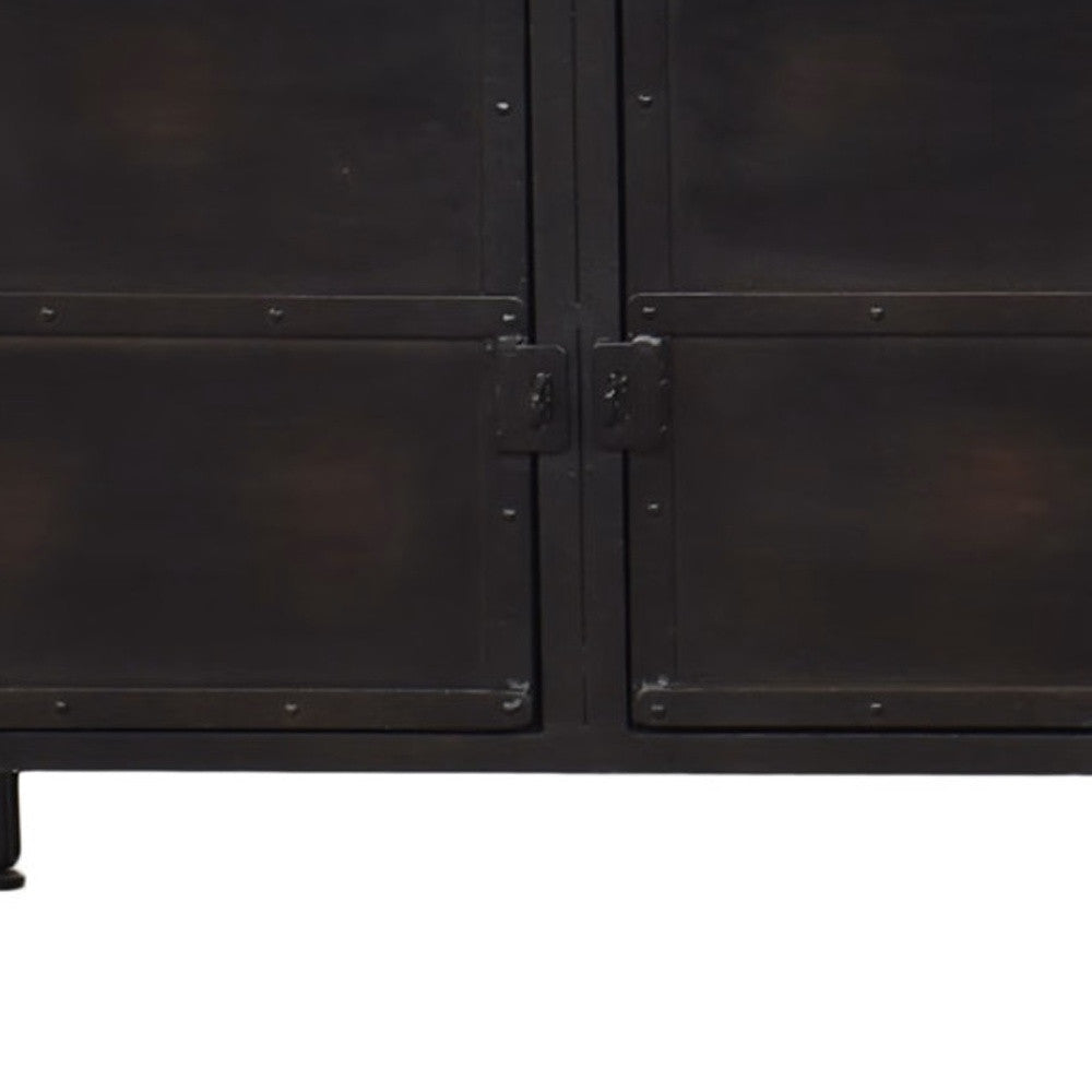 62" Black Iron Sideboard Console Cabinet-Sideboards-DECOROLALA