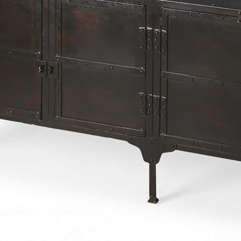 62" Black Iron Sideboard Console Cabinet-Sideboards-DECOROLALA