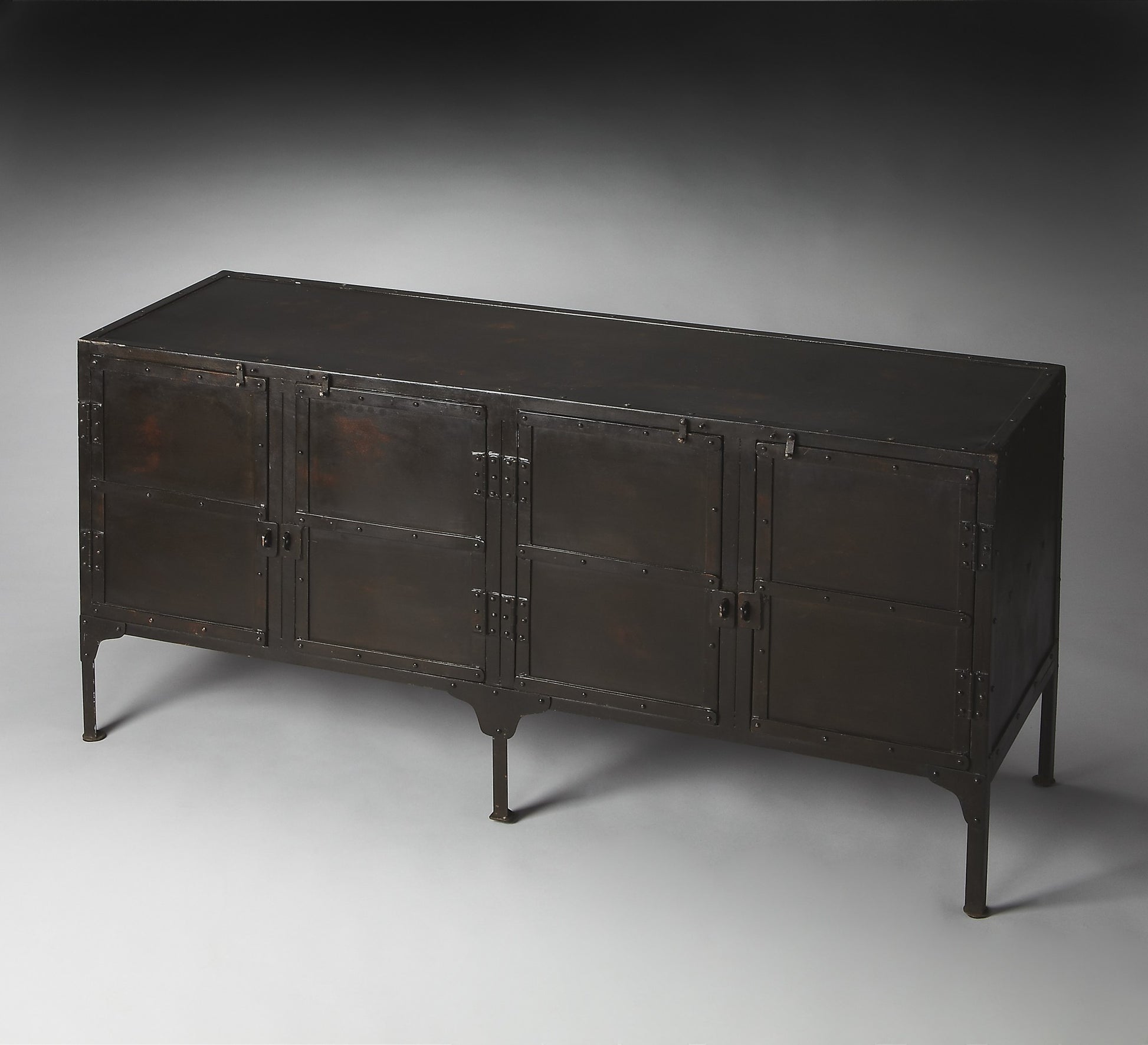 62" Black Iron Sideboard Console Cabinet-Sideboards-DECOROLALA
