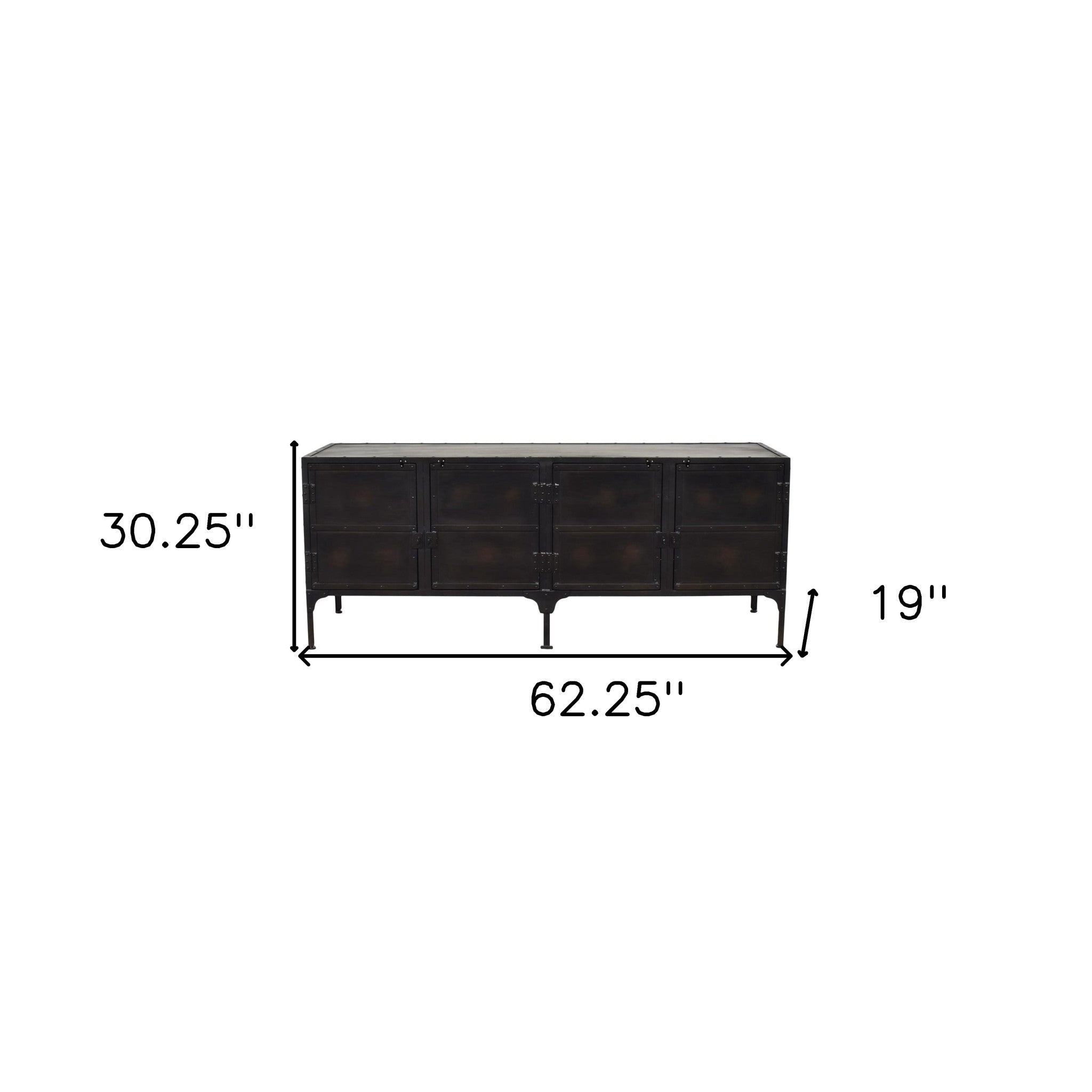 62" Black Iron Sideboard Console Cabinet-Sideboards-DECOROLALA