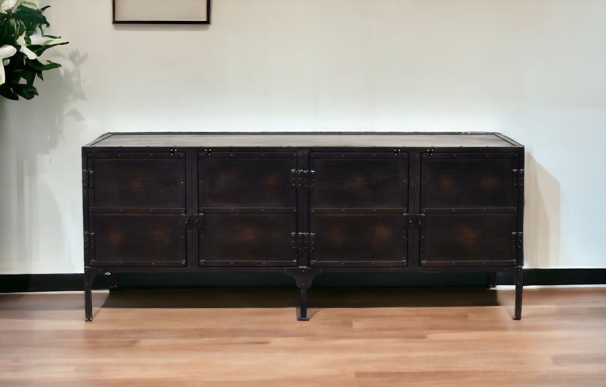 62" Black Iron Sideboard Console Cabinet-Sideboards-DECOROLALA