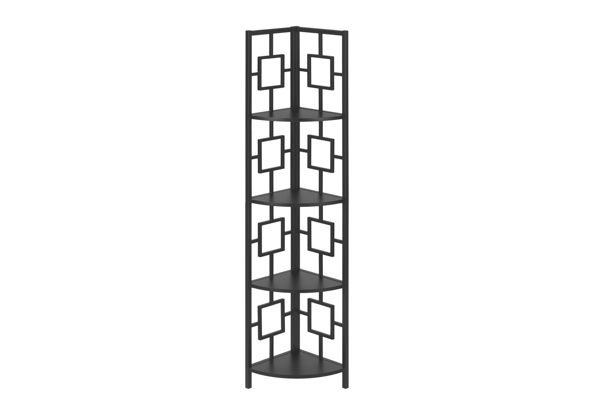 62" Black Metal Corner Bookcase-Bookcases-DECOROLALA