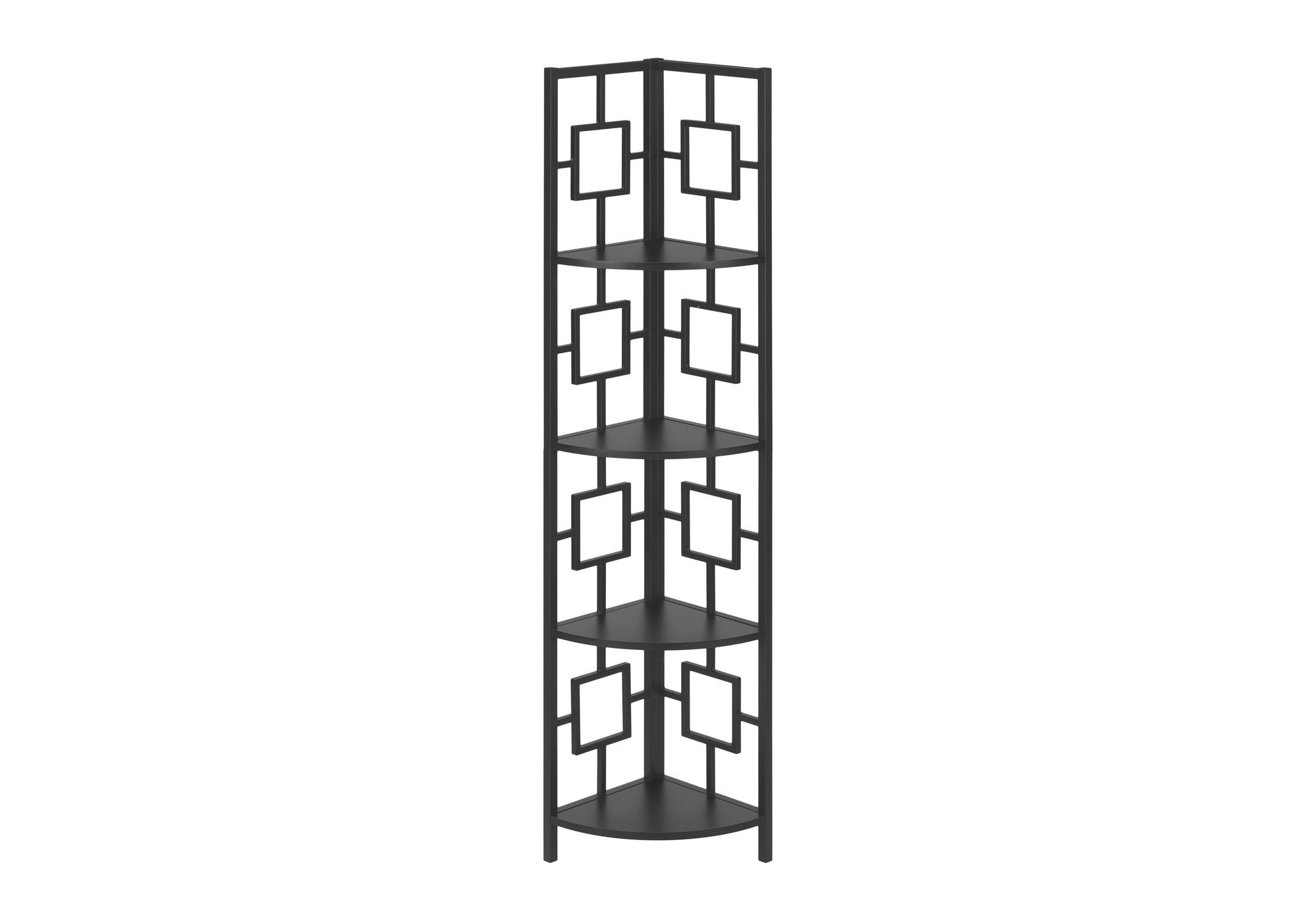 62" Black Metal Corner Bookcase-Bookcases-DECOROLALA