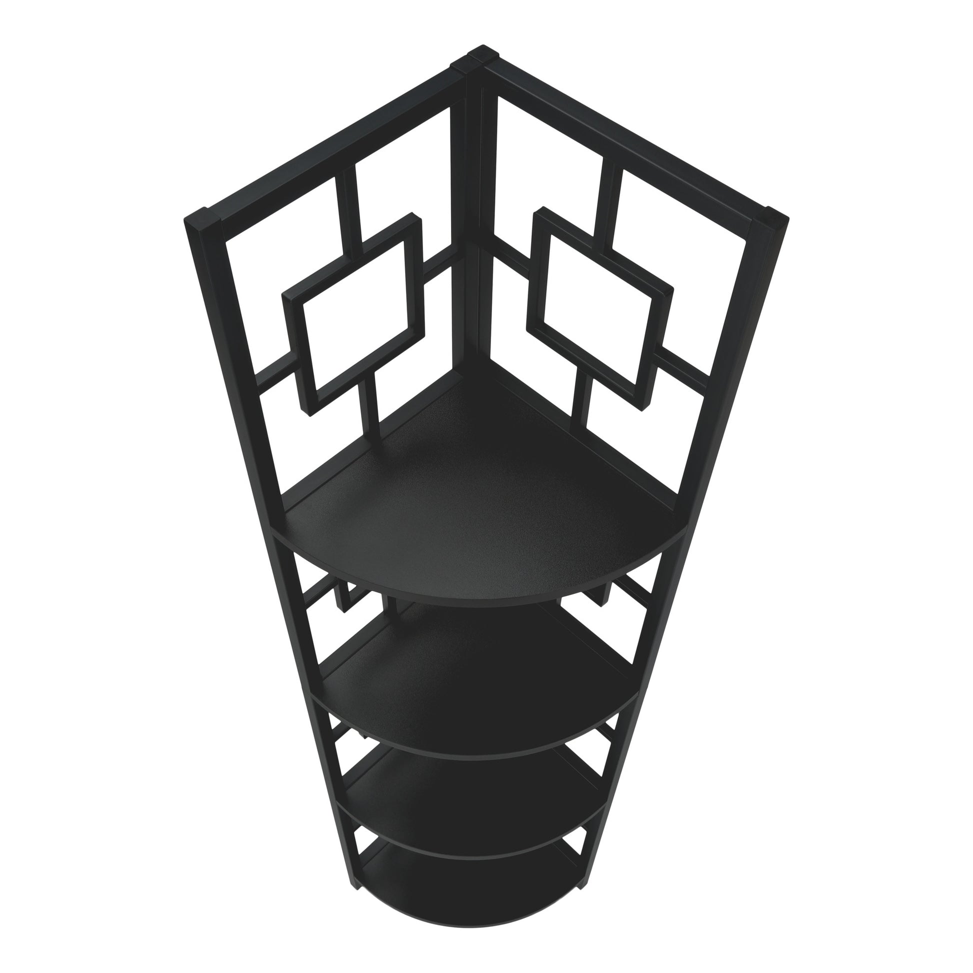 62" Black Metal Corner Bookcase-Bookcases-DECOROLALA