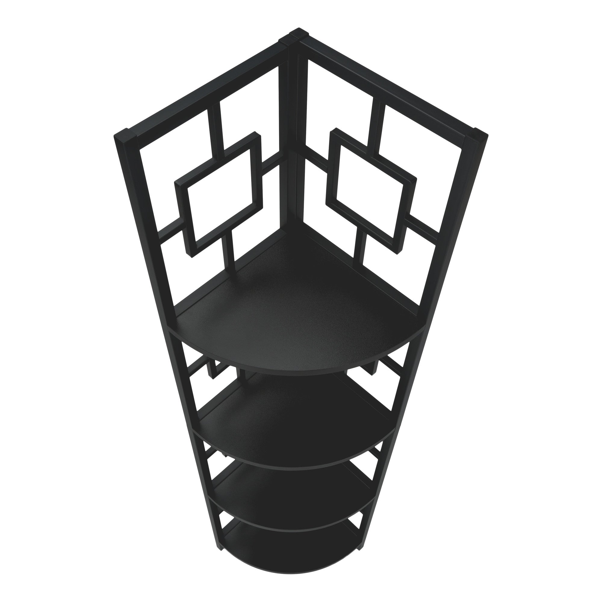 62" Black Metal Corner Bookcase-Bookcases-DECOROLALA