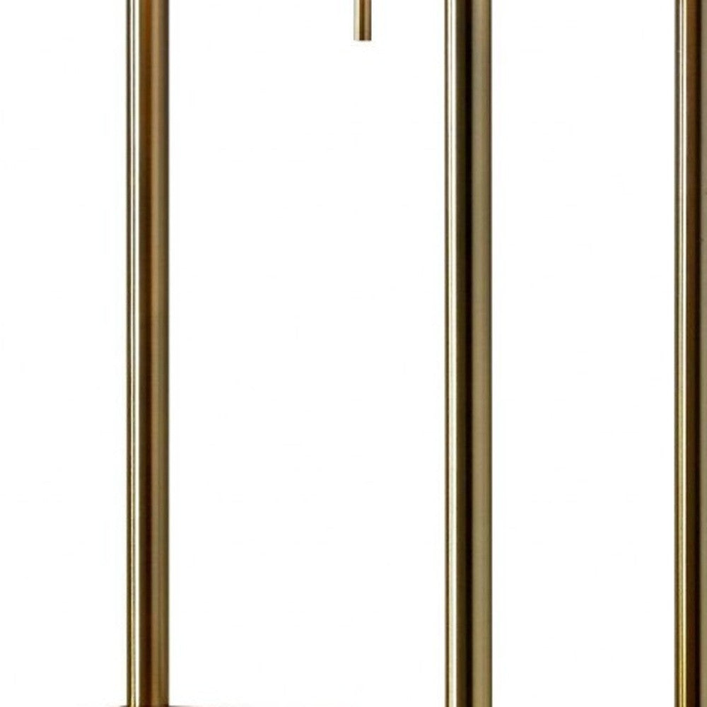 62" Brass Column Floor Lamp With Gray Fabric Square Shade-Floor Lamps-DECOROLALA