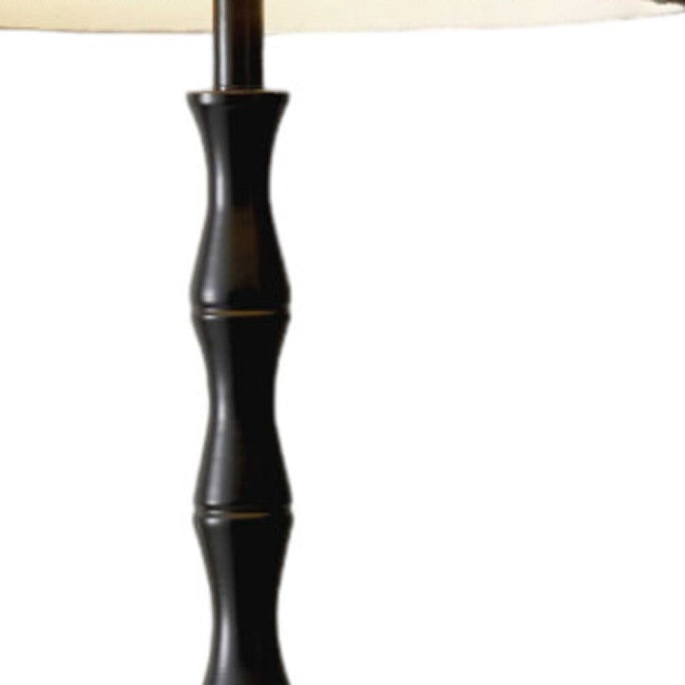 62" Brown And Black Floor Lamp With Beige Burlap Shade-Floor Lamps-DECOROLALA