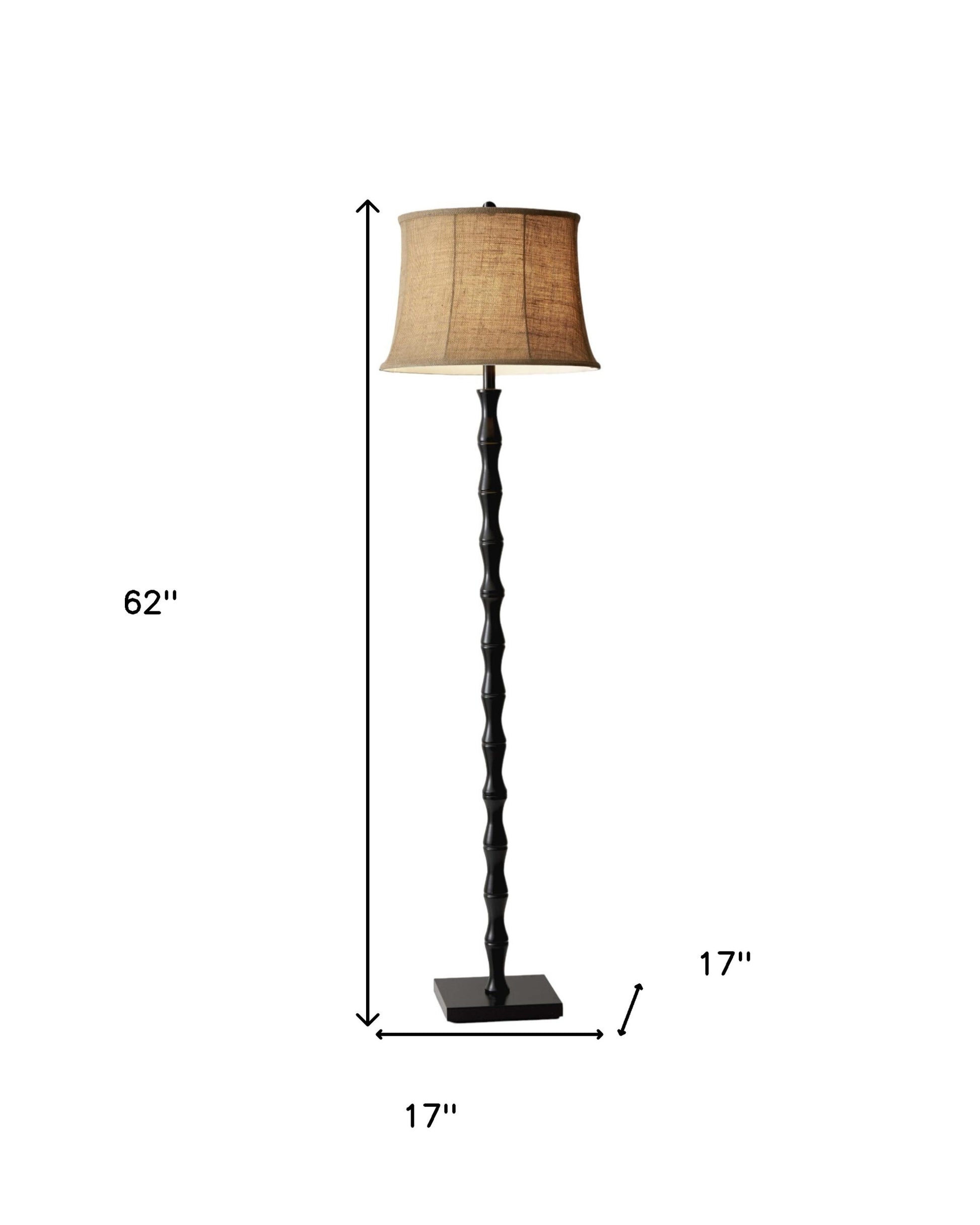 62" Brown And Black Floor Lamp With Beige Burlap Shade-Floor Lamps-DECOROLALA