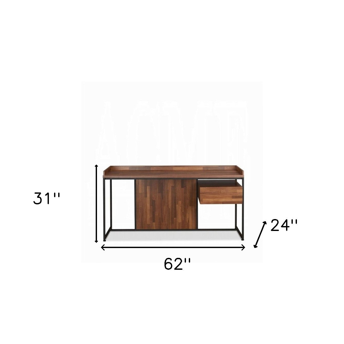62" Brown and Black Computer Desk-Desks-DECOROLALA