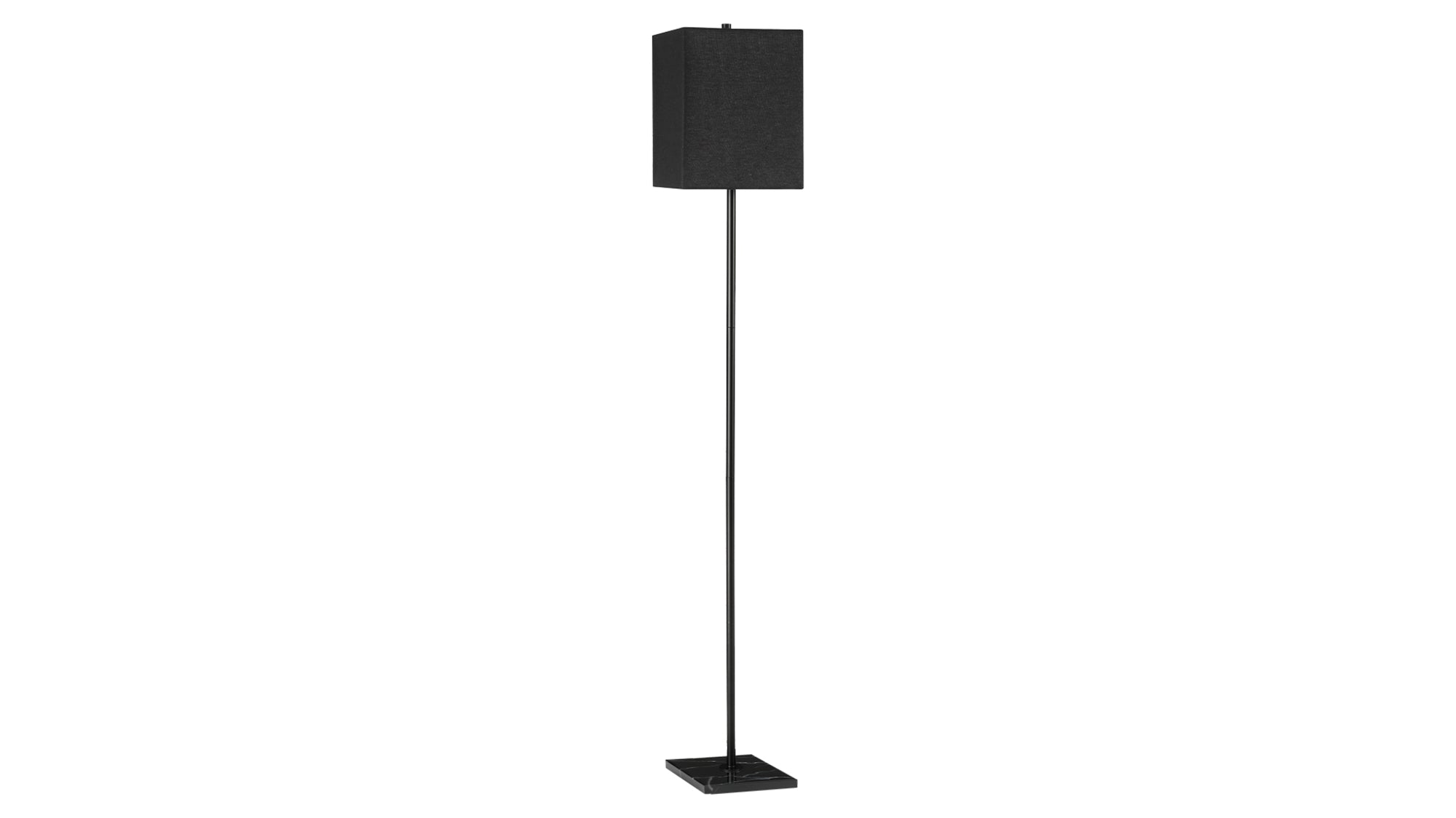 62" Contemporary Floor Lamp - Black Metal with Linen Shade-Floor Lamp-DECOROLALA
