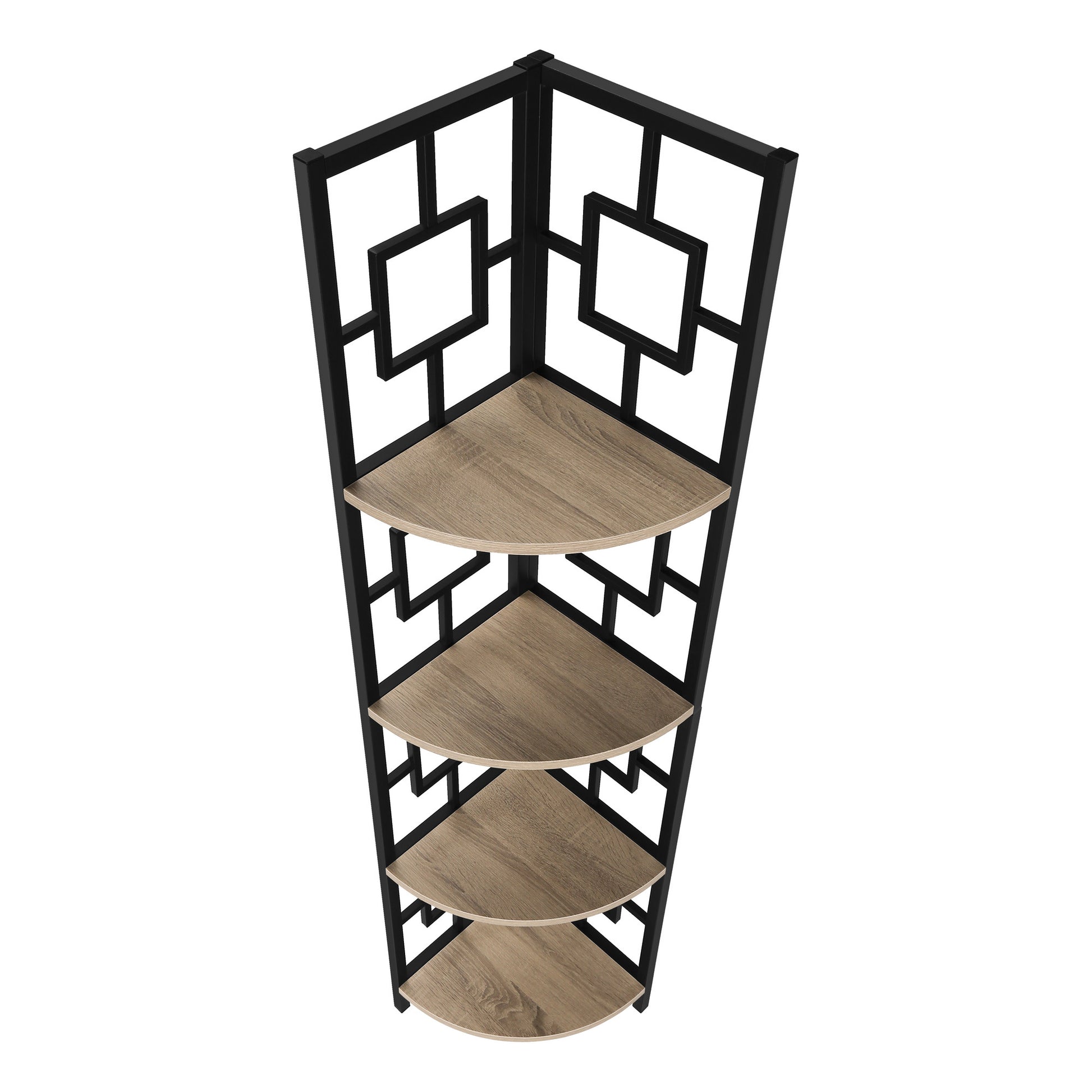 62" Dark Taupe Metal Corner Bookcase-Bookcases-DECOROLALA