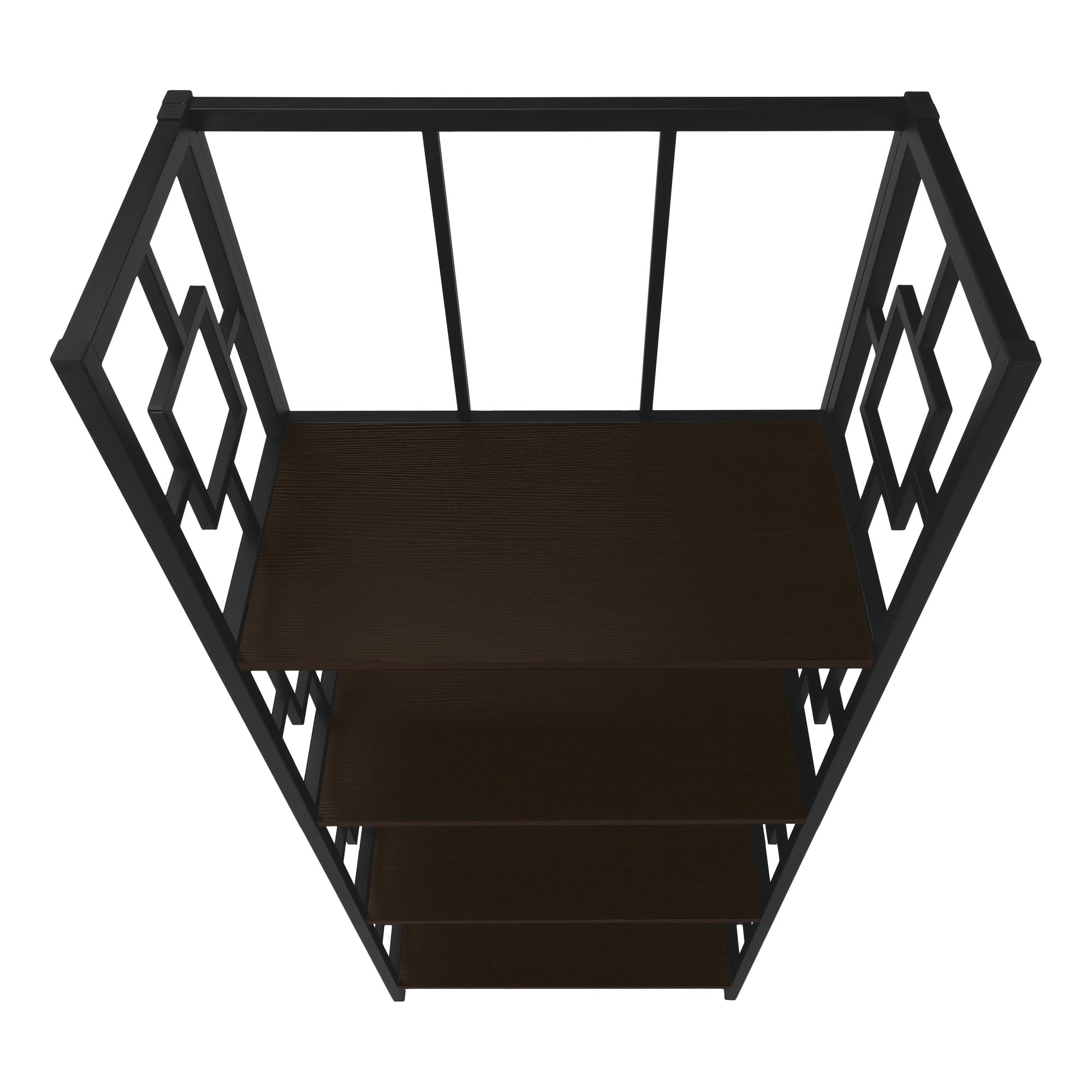 62" Espresso Metal Geometric Bookcase-Bookcases-DECOROLALA