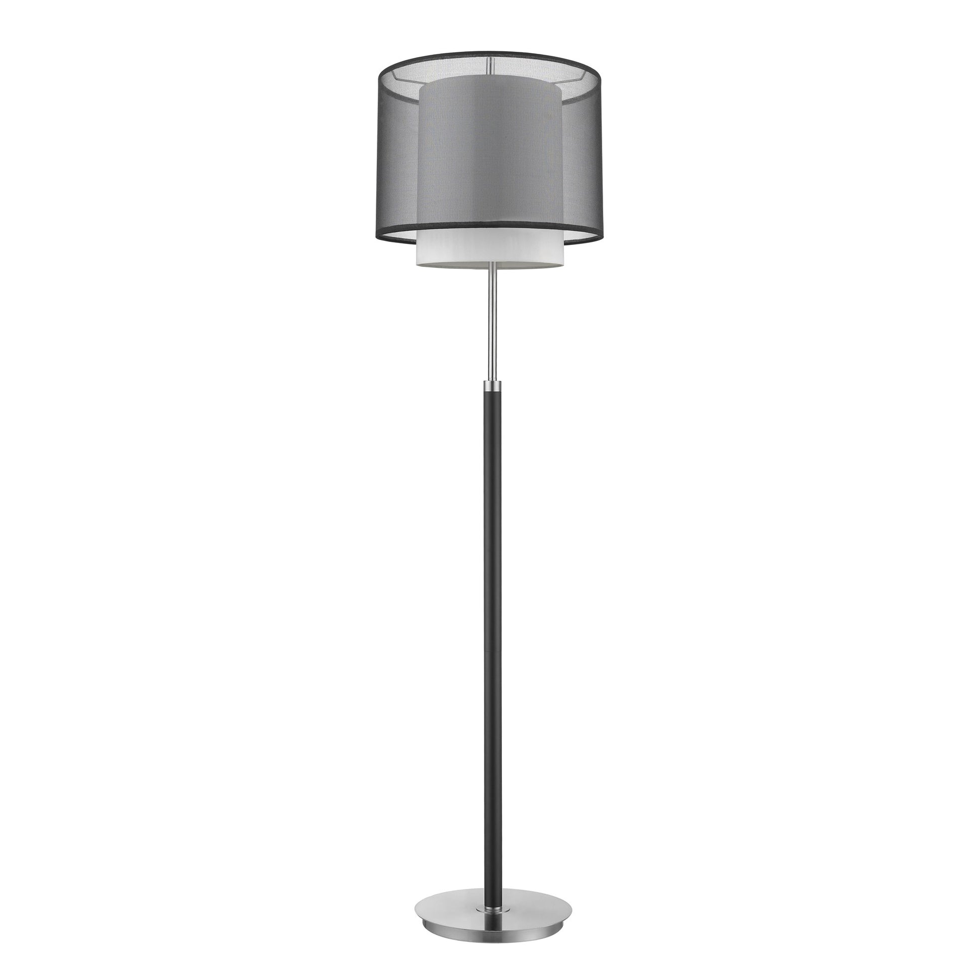62" Floor Lamp With Black And White Fabric Drum Shade-Floor Lamps-DECOROLALA