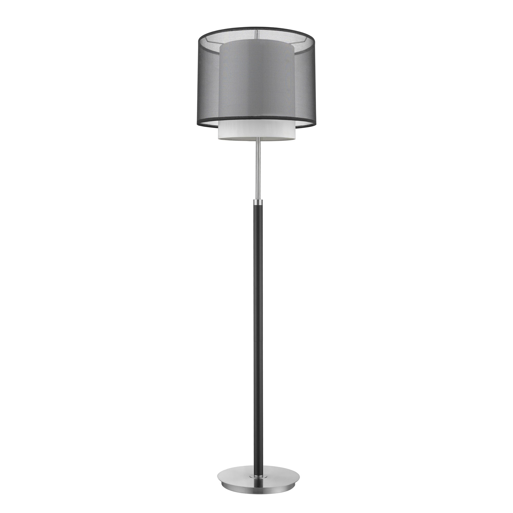 62" Floor Lamp With Black And White Fabric Drum Shade-Floor Lamps-DECOROLALA