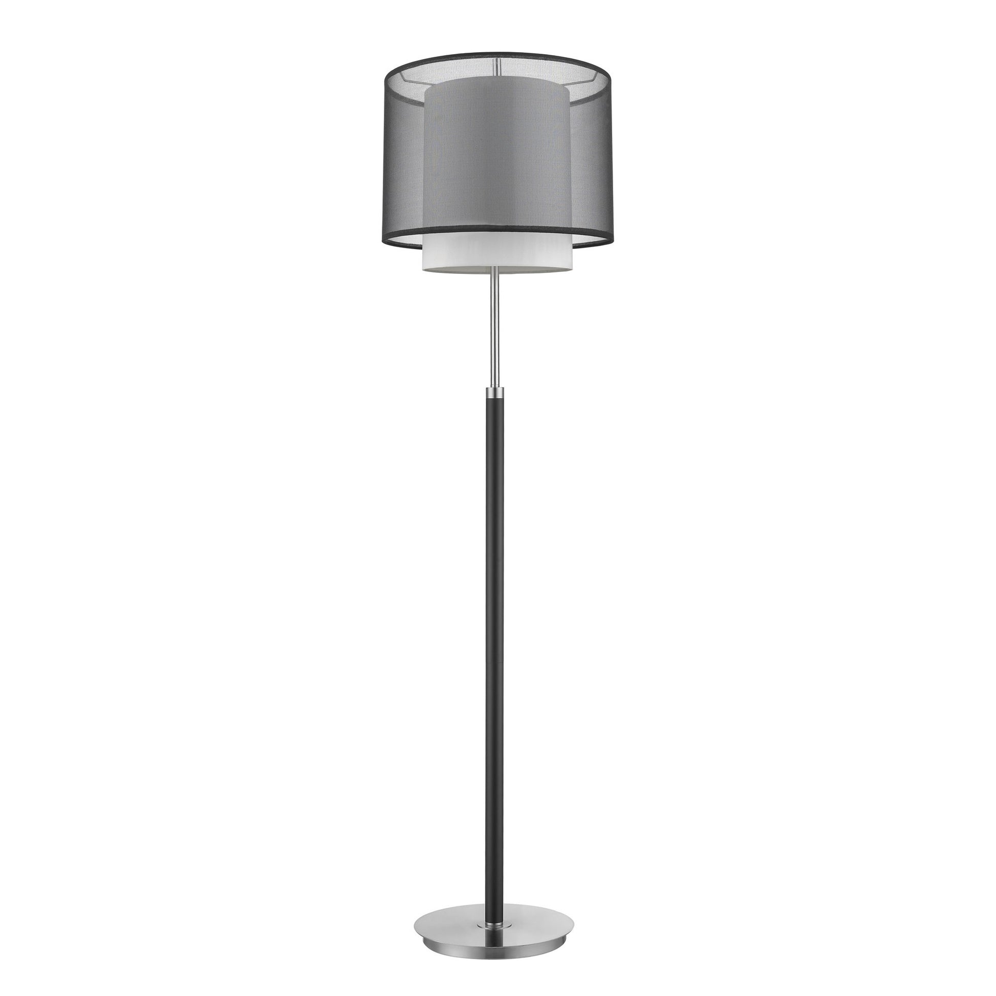 62" Floor Lamp With Black And White Fabric Drum Shade-Floor Lamps-DECOROLALA