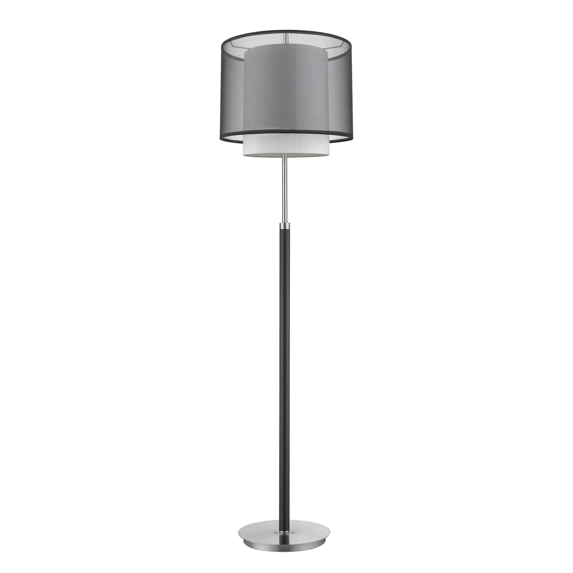 62" Floor Lamp With Black And White Fabric Drum Shade-Floor Lamps-DECOROLALA
